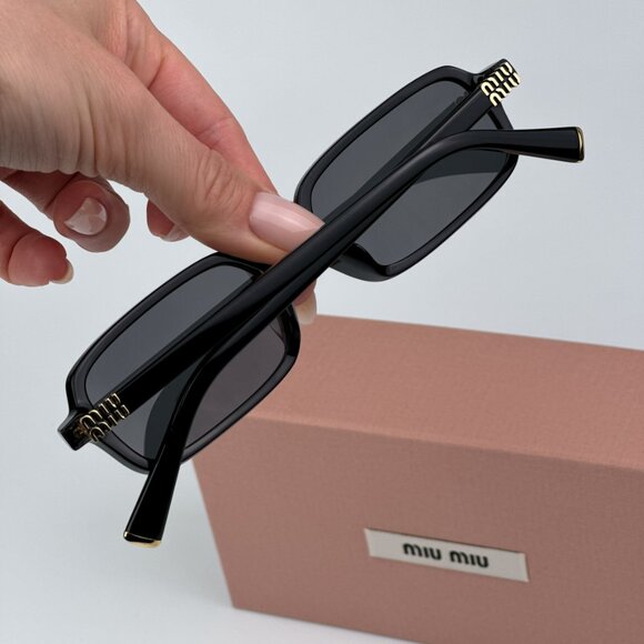 Miu Miu MU11ZSF 16K5S0 BRAND NEW Sunglasses Black Dark Grey Rectangle Unisex main image 8